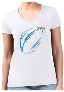 4Her Los Angeles Chargers Womens White Subtle Football Fitted Design Short Sleeve T-Shirt