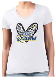 4Her Los Angeles Rams Womens White Leopard Heart Fitted Design Short Sleeve T-Shirt