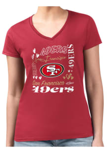 4Her San Francisco 49ers Womens Red Collage Fitted Short Sleeve T-Shirt