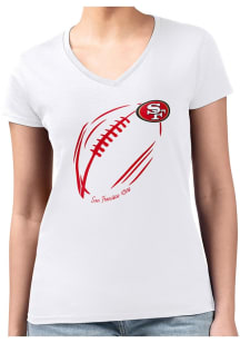 4Her San Francisco 49ers Womens White Subtle Football Fitted Design Short Sleeve T-Shirt
