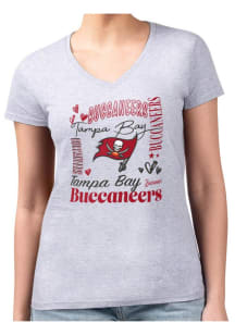 4Her Tampa Bay Buccaneers Womens Grey Collage Fitted Design Short Sleeve T-Shirt
