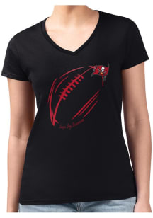 4Her Tampa Bay Buccaneers Womens Black Subtle Football Fitted Design Short Sleeve T-Shirt