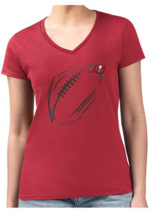 4Her Tampa Bay Buccaneers Womens Red Subtle Football Fitted Design Short Sleeve T-Shirt