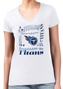 4Her Tennessee Titans Womens White Collage Fitted Design Short Sleeve T-Shirt