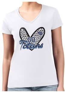 4Her Tennessee Titans Womens White Leopard Heart Fitted Design Short Sleeve T-Shirt