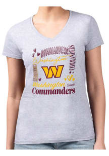 4Her Washington Commanders Womens Grey Collage Fitted Design Short Sleeve T-Shirt