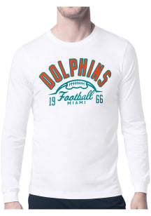 Starter Miami Dolphins White Half Ball Long Sleeve T Shirt