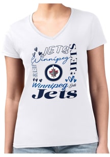 4Her Winnipeg Jets Womens White Collage Fitted Short Sleeve T-Shirt