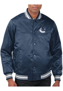 Starter Vancouver Canucks Mens Navy Blue Stacked Logo Medium Weight Jacket