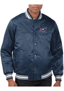 Starter Washington Capitals Mens Navy Blue Stacked Logo Medium Weight Jacket