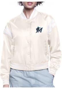 Starter Miami Marlins Womens White Circe Logo Medium Weight Jacket