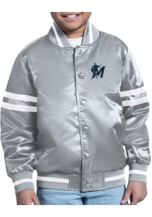 Starter Miami Marlins Youth Grey Shield Medium Weight Jacket