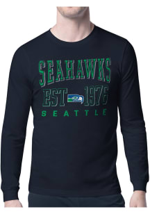 Starter Seattle Seahawks Navy Blue Retro Long Sleeve T Shirt