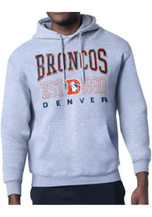 Starter Denver Broncos Mens Grey Retro Long Sleeve Hoodie