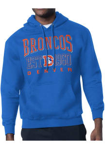 Starter Denver Broncos Mens Blue Retro Long Sleeve Hoodie