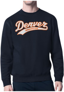 Starter Denver Broncos Mens Navy Blue Tailsweep Long Sleeve Crew Sweatshirt