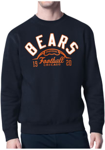 Starter Chicago Bears Mens Navy Blue Half Ball Long Sleeve Crew Sweatshirt