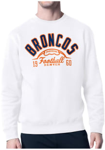 Starter Denver Broncos Mens White Half Ball Long Sleeve Crew Sweatshirt