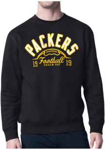 Starter Green Bay Packers Mens Black Half Ball Long Sleeve Crew Sweatshirt