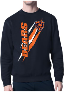 Starter Chicago Bears Mens Navy Blue Color Scratch Long Sleeve Crew Sweatshirt