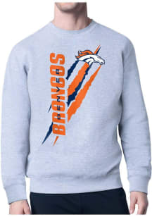 Starter Denver Broncos Mens Grey Color Scratch Long Sleeve Crew Sweatshirt