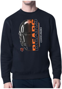 Starter Chicago Bears Mens Navy Blue Half Helmet Long Sleeve Crew Sweatshirt