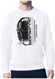 Starter Denver Broncos Mens White Half Helmet Long Sleeve Crew Sweatshirt
