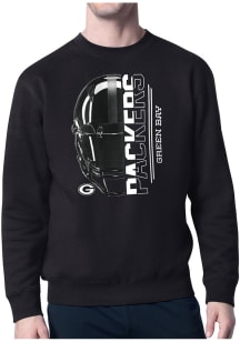 Starter Green Bay Packers Mens Black Half Helmet Long Sleeve Crew Sweatshirt