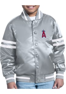 Starter Los Angeles Angels Youth Grey Stacked Logo Medium Weight Jacket
