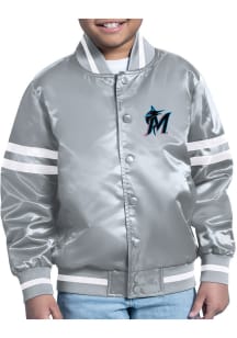 Starter Miami Marlins Youth Grey Stacked Logo Medium Weight Jacket