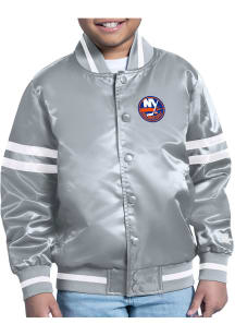 Starter New York Islanders Youth Grey Stacked Logo Medium Weight Jacket