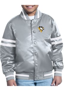 Starter Pittsburgh Penguins Youth Grey Stacked Logo Medium Weight Jacket