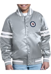 Starter Winnipeg Jets Youth Grey Stacked Logo Medium Weight Jacket