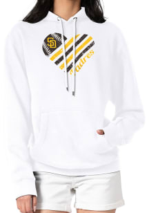 4Her San Diego Padres Womens White Heart Hooded Sweatshirt