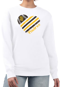 4Her San Diego Padres Womens White Heart Crew Sweatshirt