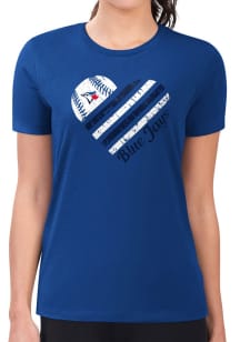 4Her Toronto Blue Jays Womens Blue Heart Fitted Short Sleeve T-Shirt