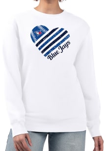 4Her Toronto Blue Jays Womens White Heart Crew Sweatshirt
