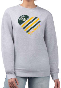 4Her Green Bay Packers Womens Grey Heart Crew Sweatshirt
