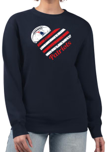 4Her New England Patriots Womens Navy Blue Heart Crew Sweatshirt