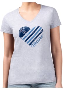 4Her Tennessee Titans Womens Grey Heart Fitted Design Short Sleeve T-Shirt