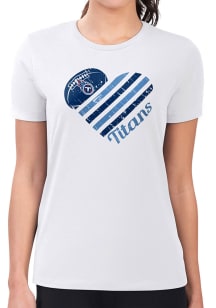 4Her Tennessee Titans Womens White Heart Fitted Design Short Sleeve T-Shirt