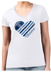 4Her Tennessee Titans Womens White Heart Fitted Short Sleeve T-Shirt