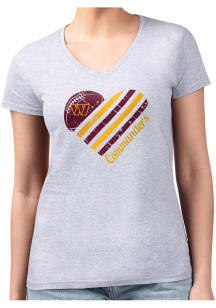 4Her Washington Commanders Womens Grey Heart Fitted Design Short Sleeve T-Shirt