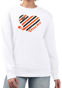 4Her Anaheim Ducks Womens White Heart Crew Sweatshirt