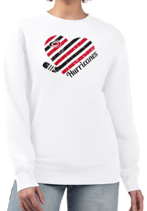 4Her Carolina Hurricanes Womens White Heart Crew Sweatshirt