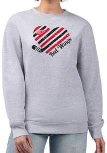 4Her Detroit Red Wings Womens Grey Heart Crew Sweatshirt