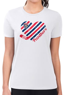 4Her Florida Panthers Womens White Heart Fitted Graphic Short Sleeve T-Shirt