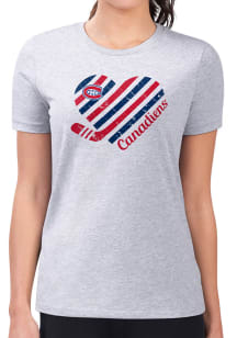 4Her Montreal Canadiens Womens Grey Heart Fitted Style Short Sleeve T-Shirt