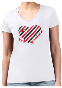 4Her Ottawa Senators Womens White Heart Fitted Design Short Sleeve T-Shirt