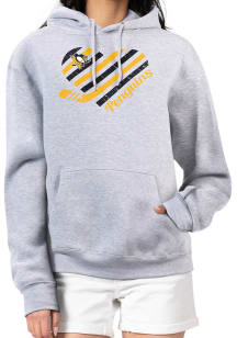 4Her Pittsburgh Penguins Womens Grey Heart Hooded Sweatshirt